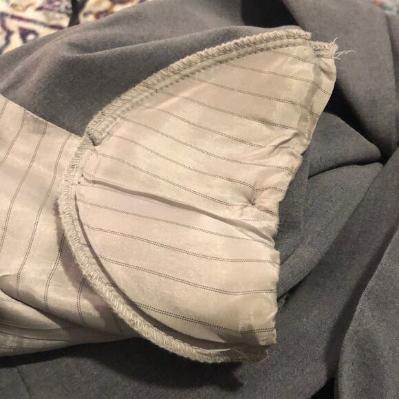 EMPHASIS gray 3 button w/tie front suit jacket career blazer Junior size large - Picture 9 of 9